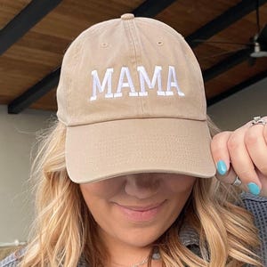 Mom/mama hat, dad hat, mom gift, dad gift, gift basket, embroidery, baseball, baby shower gift, baby announcement, 47 brand, more colors image 1