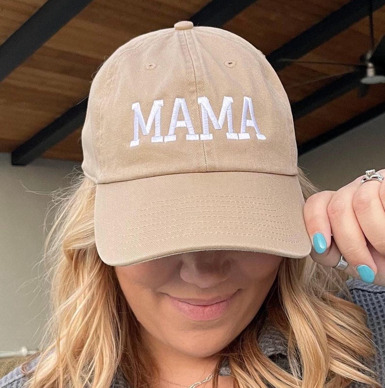 Mom/mama hat, dad hat, mom gift, dad gift, gift basket, embroidery, baseball, baby shower gift, baby announcement, 47 brand, more colors image 1