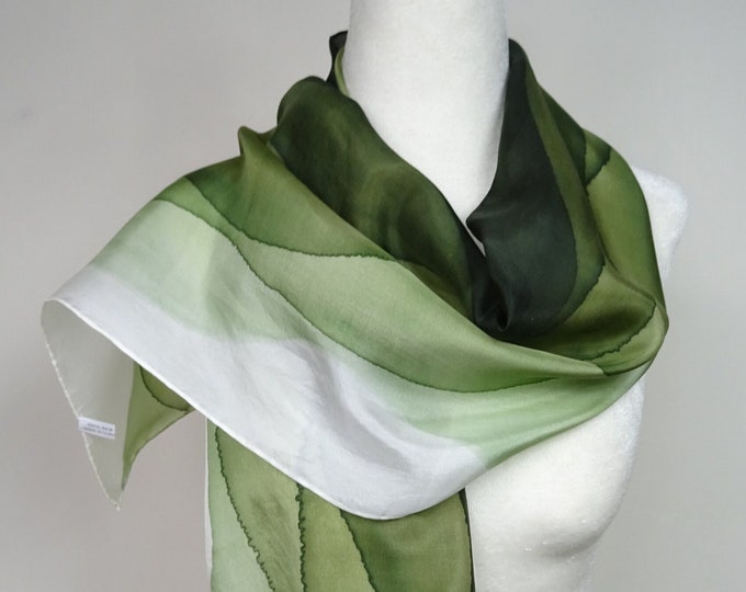 Forest Green Silk Scarf. Hand Painted Forest Green Ombre Silk Etsy