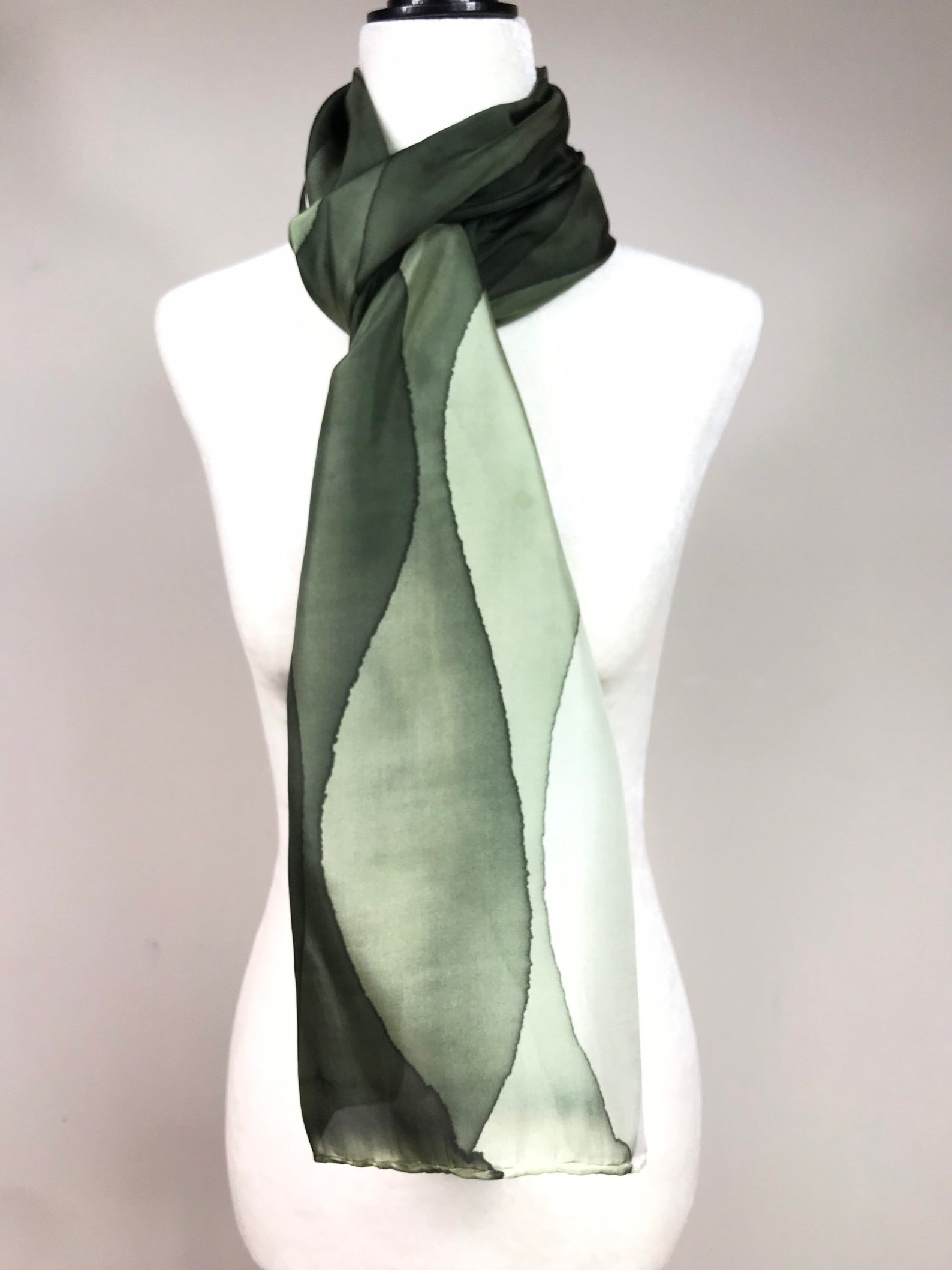 Forest Green Silk Scarf. Hand Painted Forest Green Ombre Silk Etsy