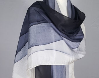 Hand Painted Grey Ombre Silk Scarf