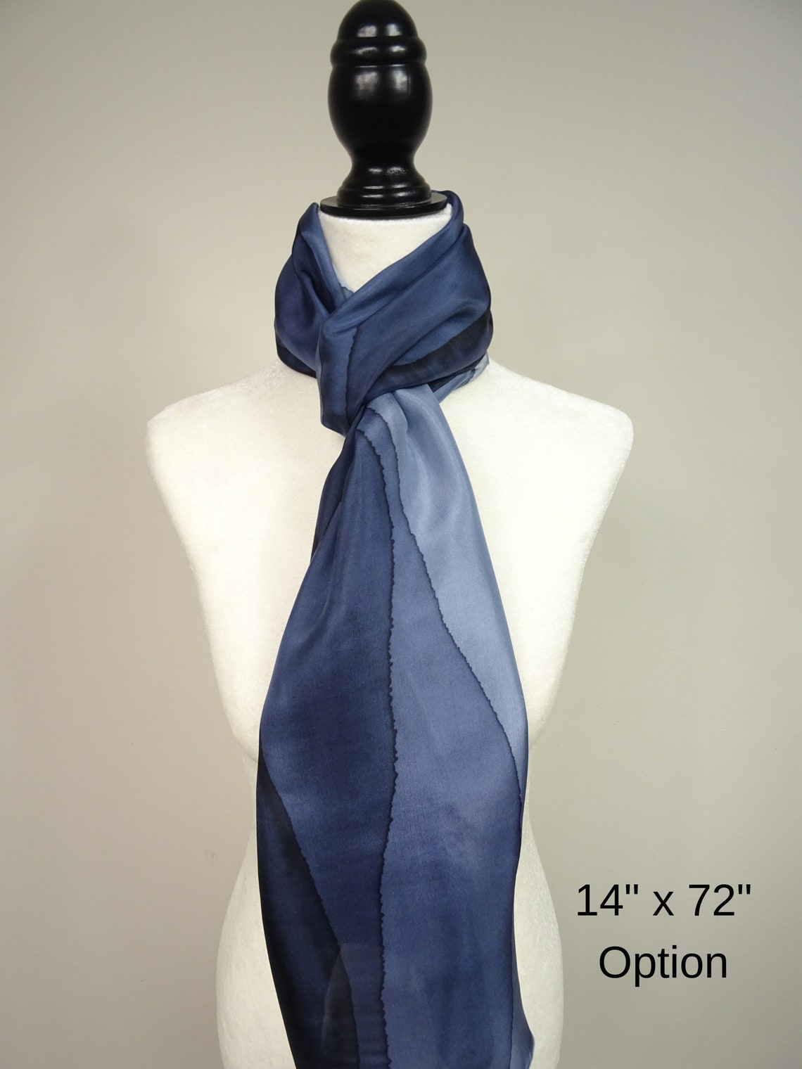 Navy Blue Silk Scarf. Hand Painted Navy Blue Ombre Silk Scarf. Etsy