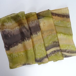 Hand Painted Taupe, Gold, Caramel and Brown Silk Scarf