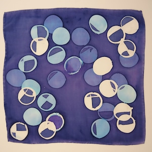 Men&#39;s Hand Painted Blue and White Satin Silk Pocket Square