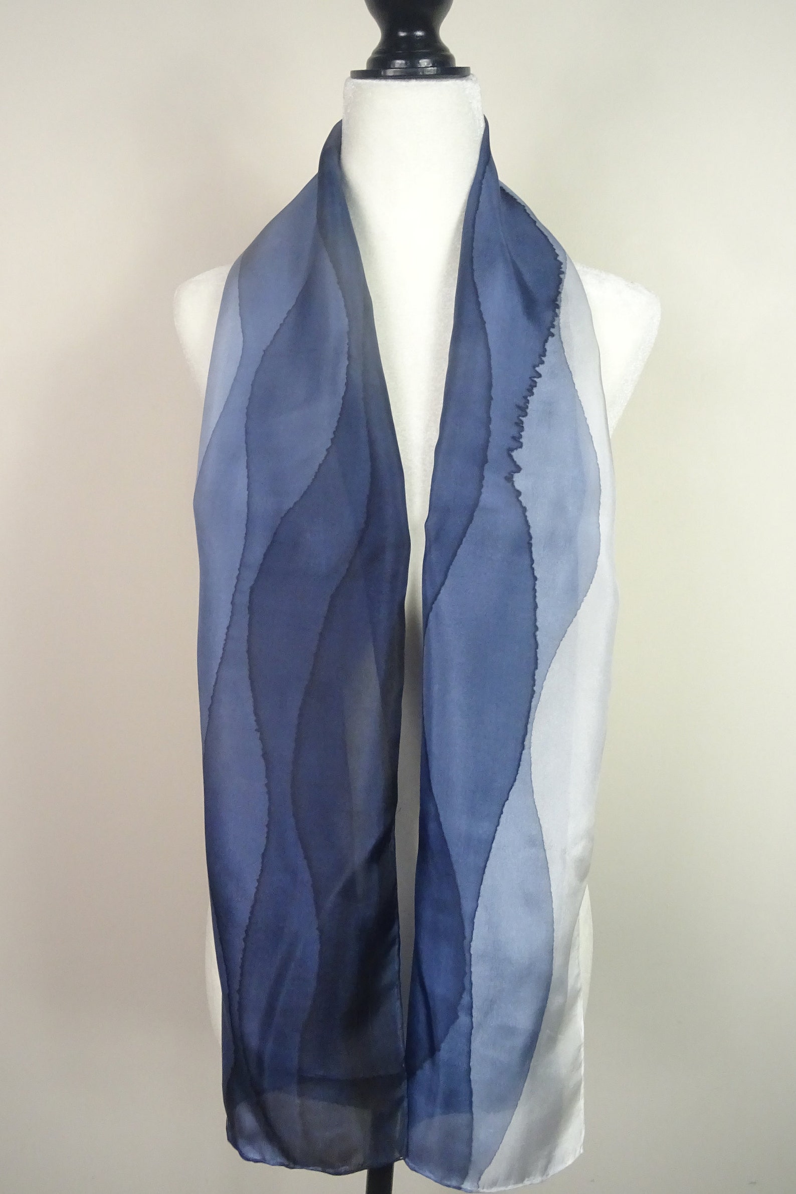 Navy Blue Silk Scarf. Hand Painted Navy Blue Ombre Silk Scarf. - Etsy
