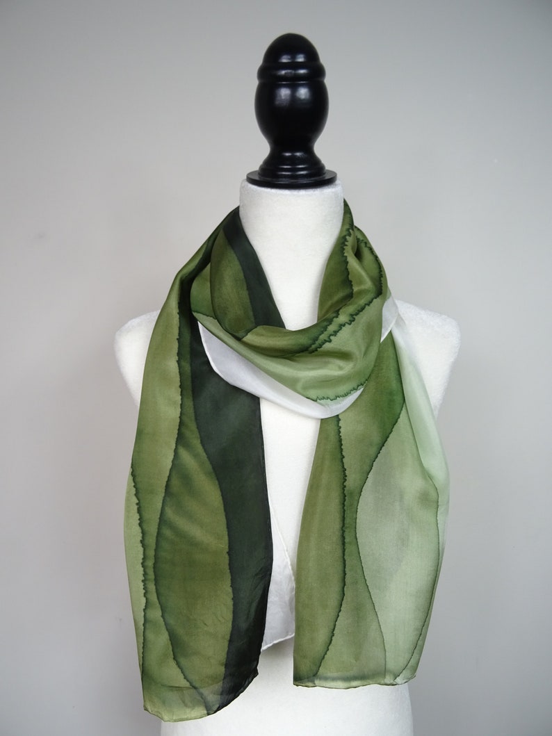 Forest Green Silk Scarf. Hand Painted Forest Green Ombre Silk Etsy