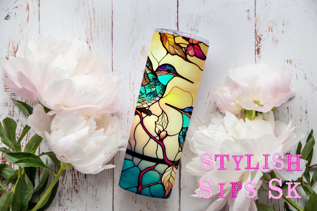 Stained Glass Hummingbirds 20 Oz Skinny Tumbler With Straw and Lid - Etsy
