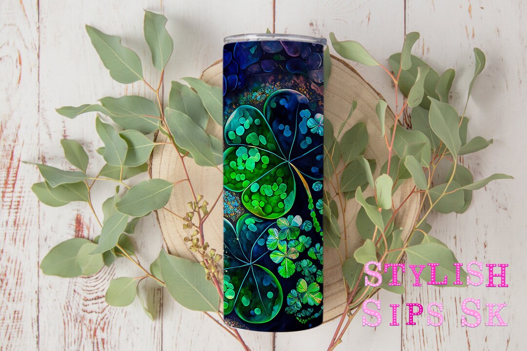 Alcohol Ink Clover 20 Oz Skinny Tumbler With Straw and Lid - Etsy