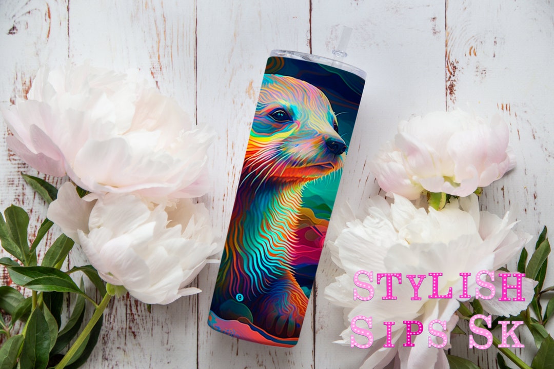 Alcohol Ink Otter 20 Oz Skinny Tumbler With Straw and Lid - Etsy