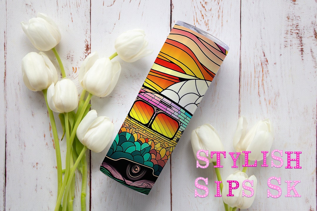 Stained Glass Camper 20 Oz Skinny Tumbler With Straw and Lid - Etsy