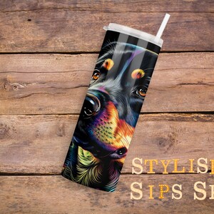 Rottweiler 20 oz skinny tumbler with straw and lid