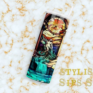 Stained glass Trevi fountain 20 oz skinny tumbler with straw and lid