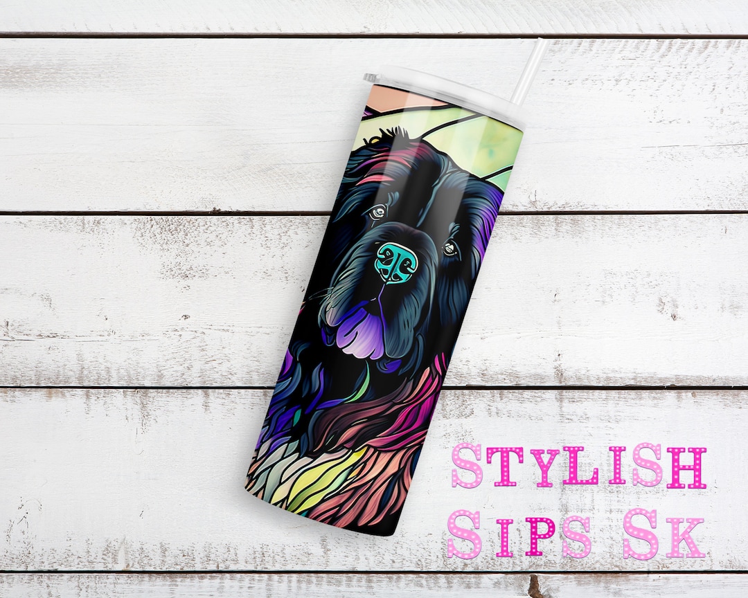 Stained Glass Newfoundland 20 Oz Skinny Tumbler With Straw and Lid - Etsy