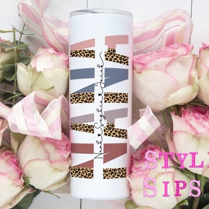 Personalized Nana 20 oz skinny tumbler with straw and lid