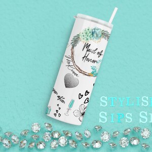 Personalized maid of honor 20 oz skinny tumbler with straw and lid