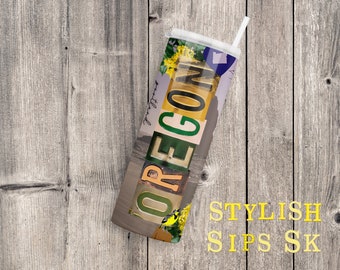 Oregon 20 oz skinny tumbler with straw and lid