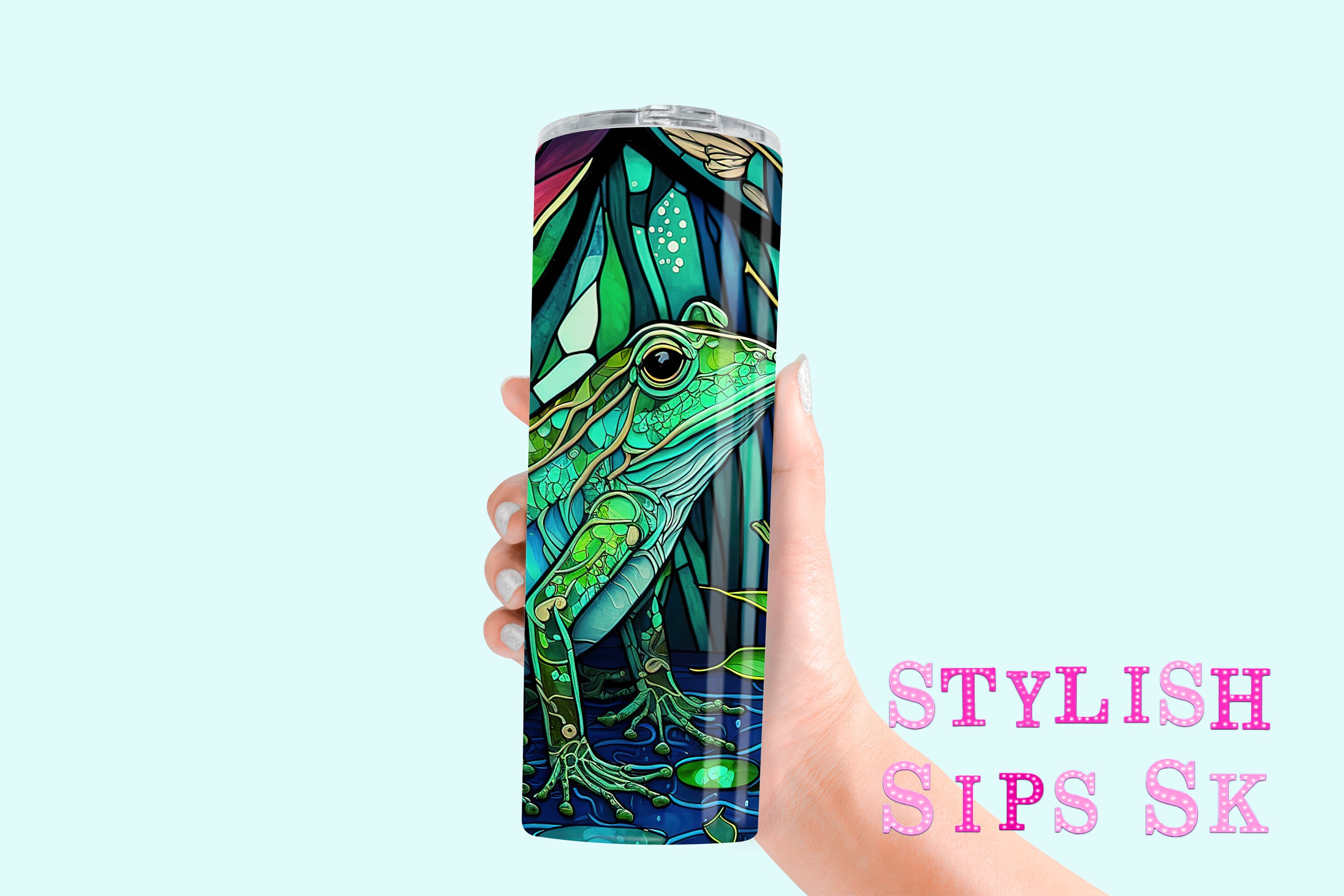 Stained Glass Frog 20 Oz Skinny Tumbler With Straw and Lid - Etsy