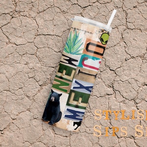 New Mexico 20 oz skinny tumbler with straw and lid