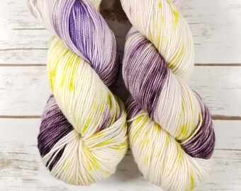 Pansy. Hand dyed yarn. Fingering weight yarn. Sock yarn.