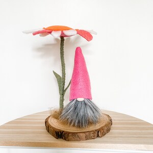 Flower and Gnome wood slice gnomescape hot pink hat 10 image 4