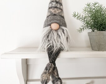 Gray Nordic Gnome®  with legs - house gnome to protect your home