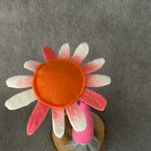 Flower and Gnome wood slice gnomescape hot pink hat 10 image 3