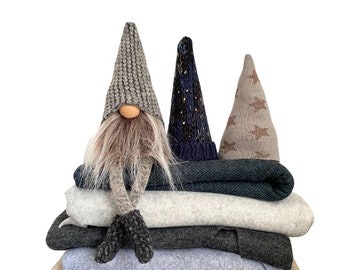 Finn the Friendly House Gnome , Taupe Beard with Celestial Star set  - Authentic Nordic Gnome