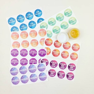Travel Size Lid Stickers (16 of each design, .875&quot;)