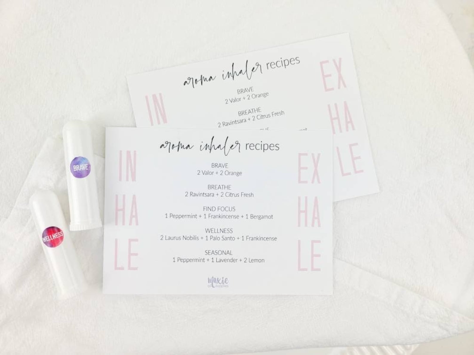 DIY Aroma Inhaler Labels Recipe Cards Etsy