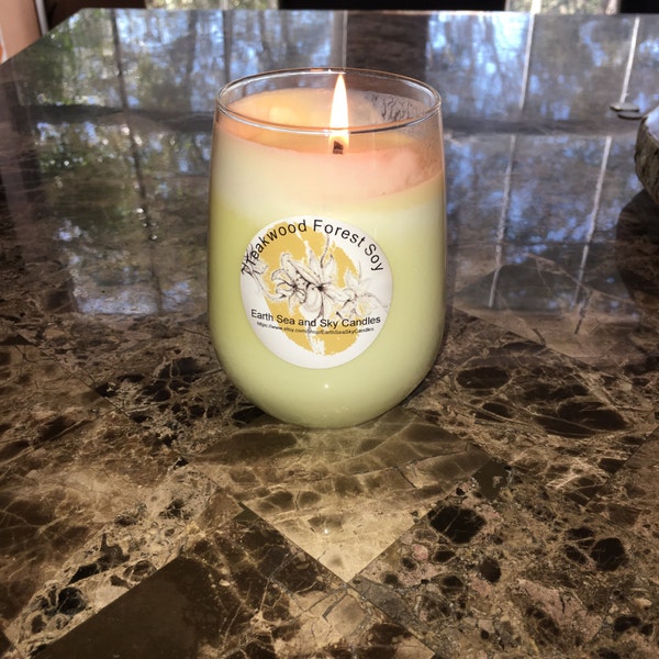 Wine Glass 14 oz Earth Sea Sky Soy Candle - Choose Your Scent! + Free Shipping orders over 50USD-Coupon code SHIPFREE