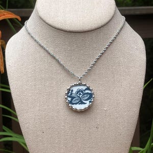 Small Blue Broken China Necklace Jewelry Pendant Corelle Old Town