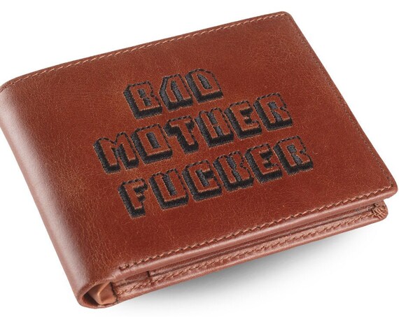 Bad Mother Fucker Brown Embroidered Premium Leather Wallet As Seen in Pulp Fiction