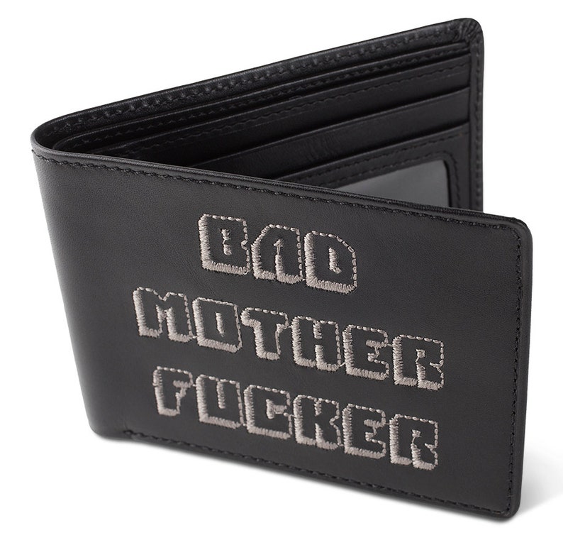 Bad Mother Fucker Black Embroidered Leather Wallet Etsy