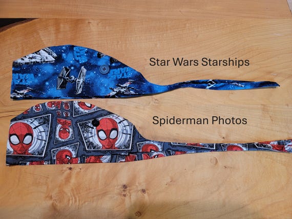 Handmade Cotton Surgical Cap with Buttons: Baby Grogu, Star Wars, DC Comics and Marvel
