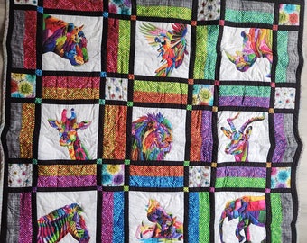 Handmade custom baby quilt blanket animals - Jason Yenter pattern
