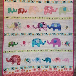 Baby ELEPHANTS custom handmade baby crib quilt