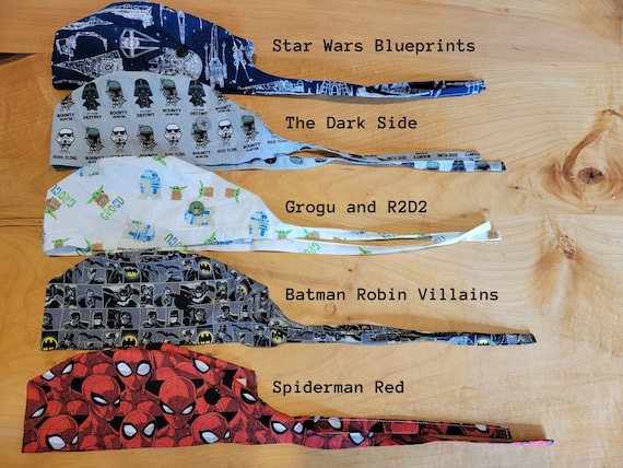 Handmade Cotton Surgical Cap with Buttons: Baby Grogu, Star Wars, DC Comics and Marvel
