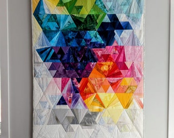 Custom handmade throw ombre postcard triangle quilt