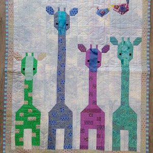 Tula Pink handmade baby quilt custom  embroidered Giraffes