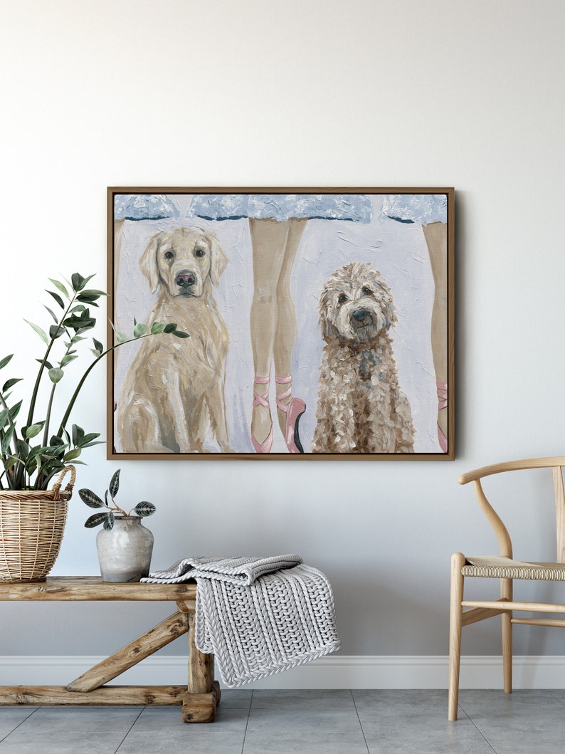 Dancing Dogs Framed Dog Art Modern Ballerina Painting Etsy