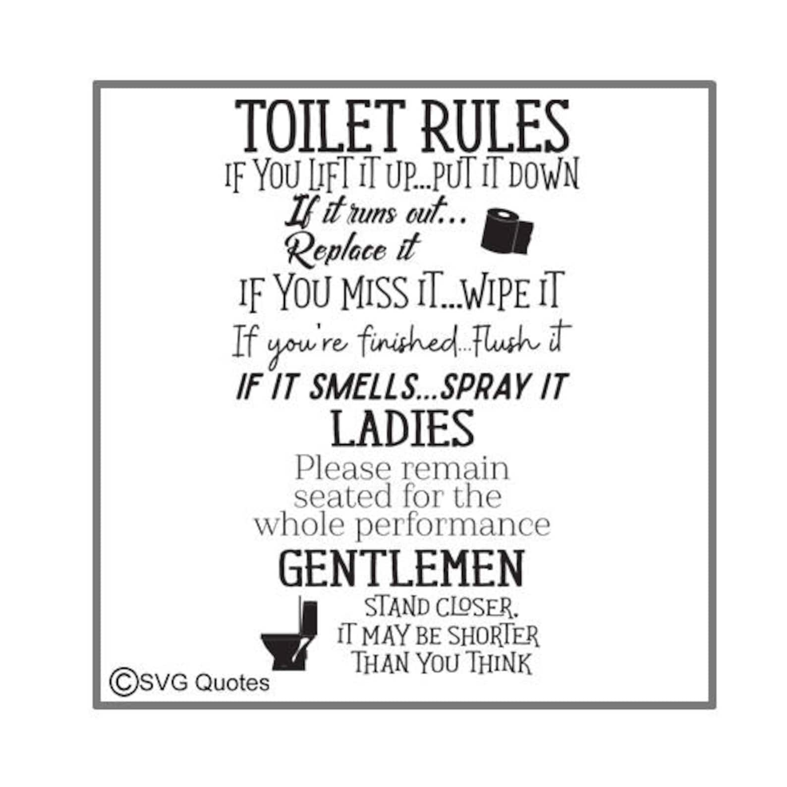 Toilet Rules Svg Cutting File Dxf Eps For Cricut Explore Etsy Singapore