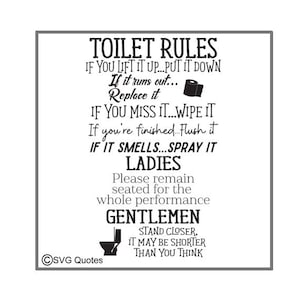 Toiletregels SVG Cutting File DXF EPS for Cricut Explore, Silhouette & More.instant download. Persoonlijk en commercieel gebruik. Vinyl Stickers