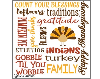 Thanksgiving Subway Art SVG DXF EPS Cutting File For Cricut Explore, Silhouette & More. Instant Download. Personal and Commercial Use. Vinyl
