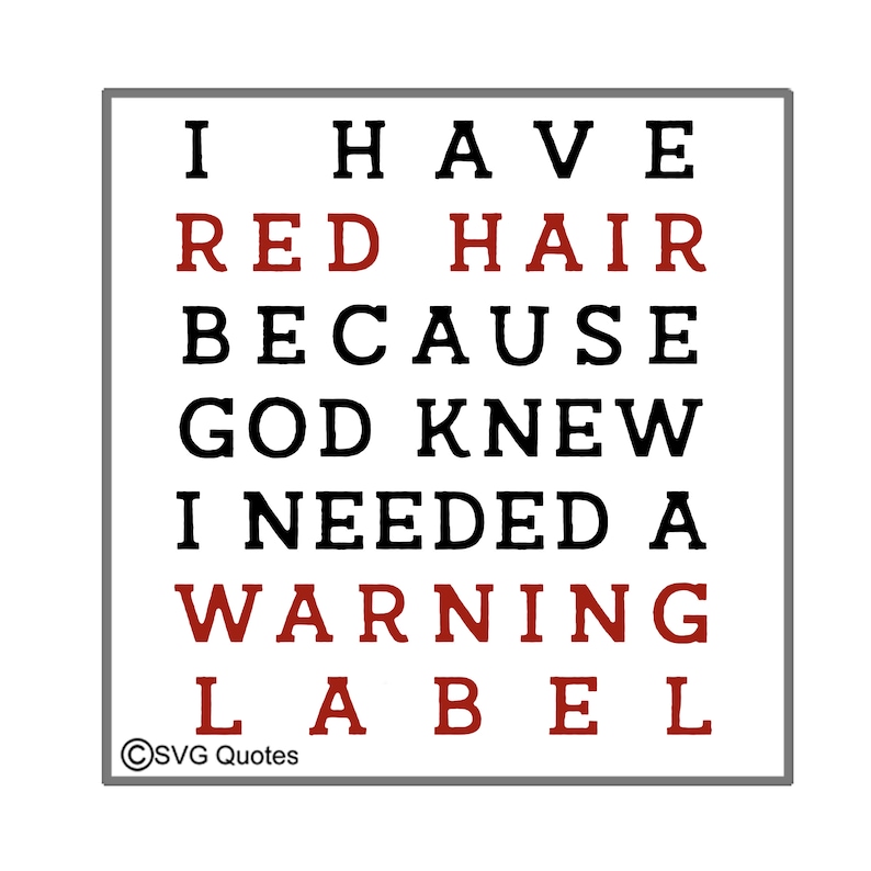 Download SVG DXF Cutting File Red Hair Warning Label for Cricut | Etsy