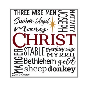 Subway Art Nativity Words SVG DXF EPS Cutting File For Cricut Explore, Silhouette & More. Instant Download.Personal/Commercial Use. Vinyl