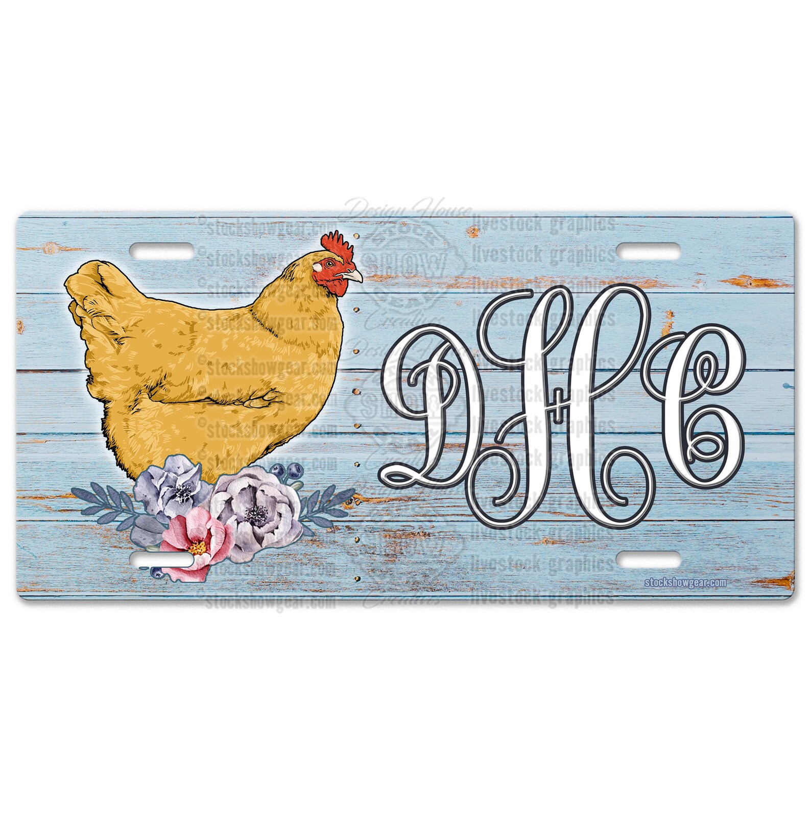 Chicken Livestock License PlateFloral Design Etsy