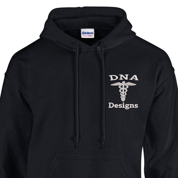 Personalised embroidered logo hoodie custom workwear UK Gildan company sports club business clothing work wear