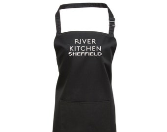 Personalised embroidered logo apron custom workwear UK company kitchen cafe club business clothing work wear