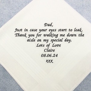 Personalised wedding handkerchief with love men hankie groom partner husband father gift present fun keepsake custom message embroidered