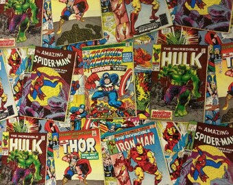 AVENGERS MARVEL FABRIC 100/% COTTON METRE MATERIAL THOR HULK IRON MAN BLACK PANTH